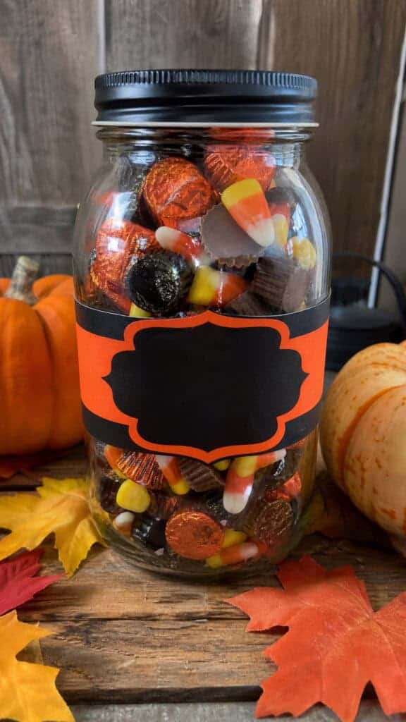 Personalized Halloween Treat Jar with Favorite Candies