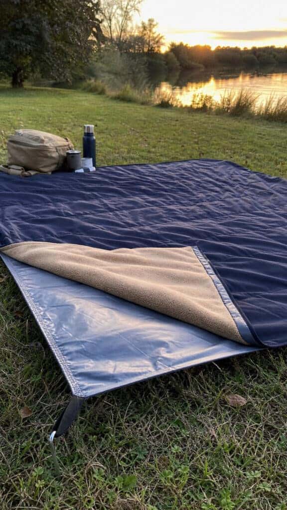 Weather-Resistant Outdoor Blanket with Stake Loops