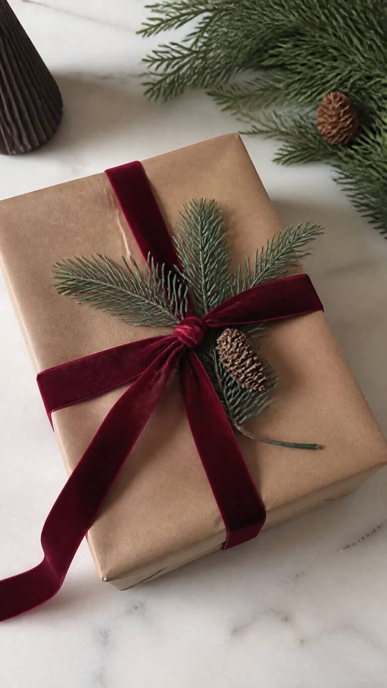 Velvet Ribbon with Fresh Greenery